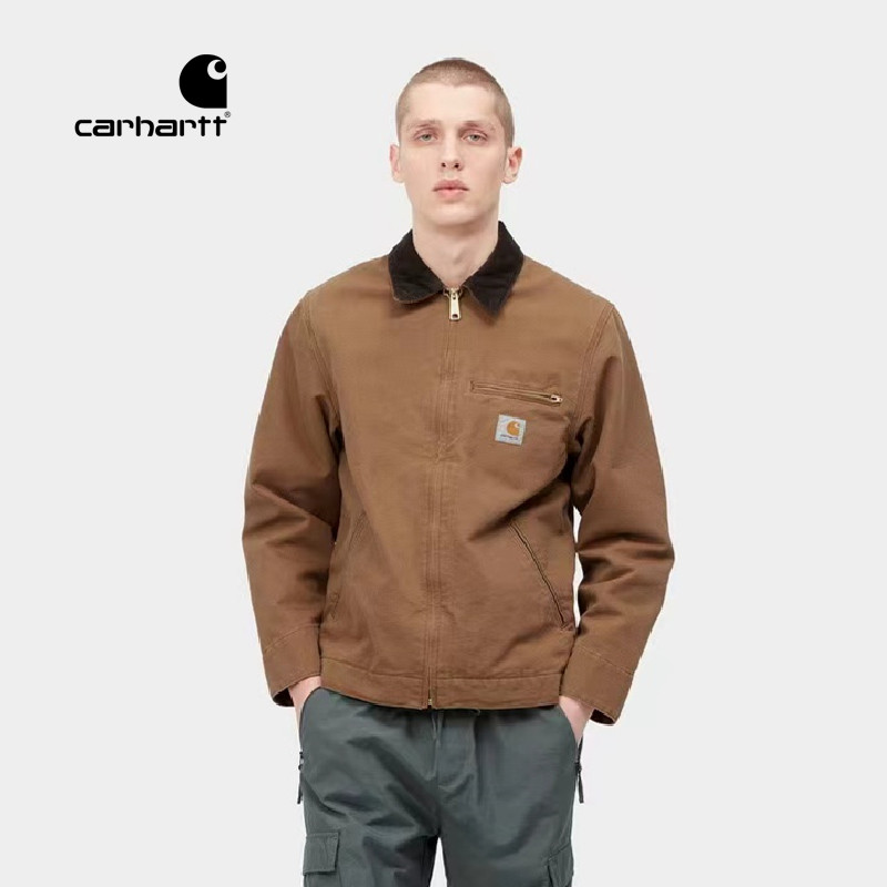 CARHARTT คาร์ฮาร์ต 100% ต้นฉบับปักโลโก้สินค้าแจ็คเก็ตสําหรับผู้ชายเสื้อโค้ทผ้าใบกระชับสัดส่วน