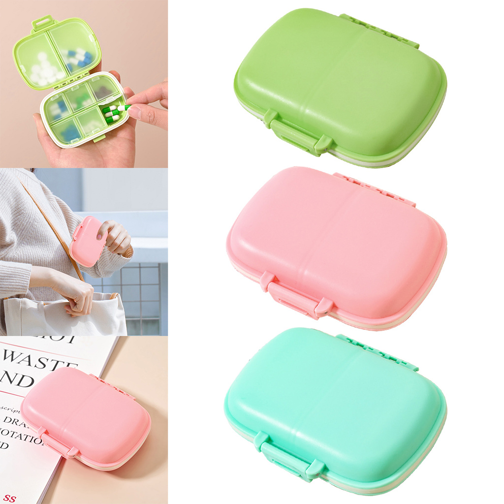 น่ารักรายสัปดาห์กล่องยา 8 กริดยาแท็บเล็ตกล่องเก็บ Travel Pill Case Drug Dispenser คอนเทนเนอร์ Care แบบพกพา