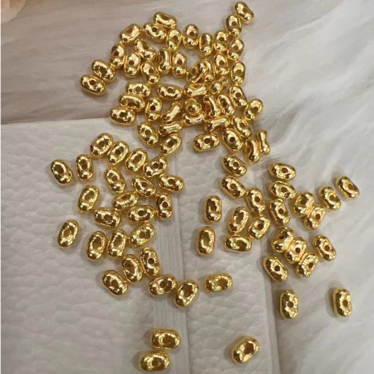 金色花生珠3x6 ลูกปัดถั่วลิสงทอง 3x6 35ก