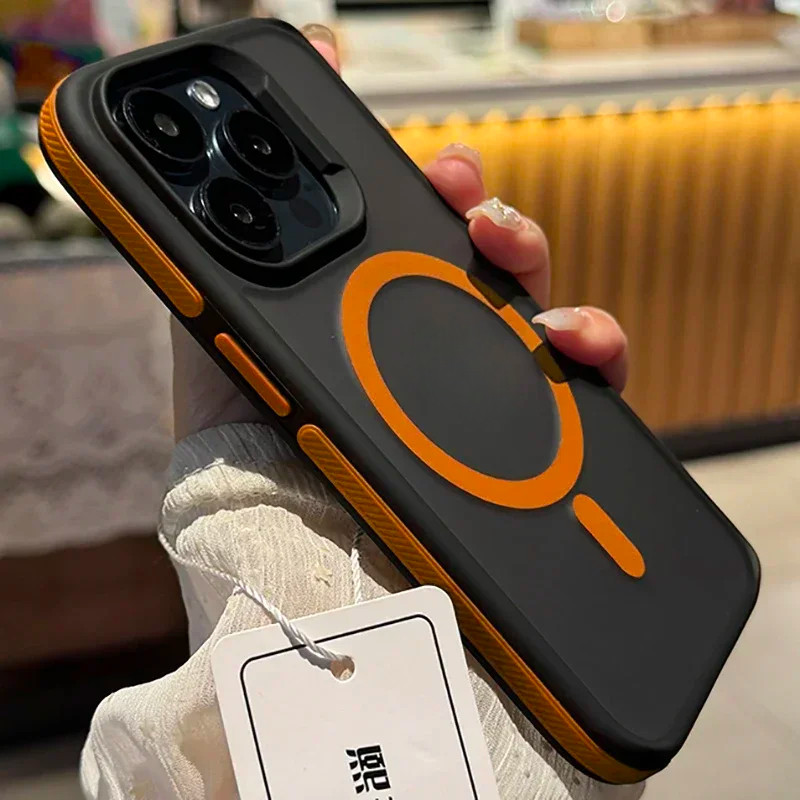 New dual tone matte matte magnetic phone case with colored edges suitable for iPhone 16 15 14 Plus 13 12 11 Pro Max