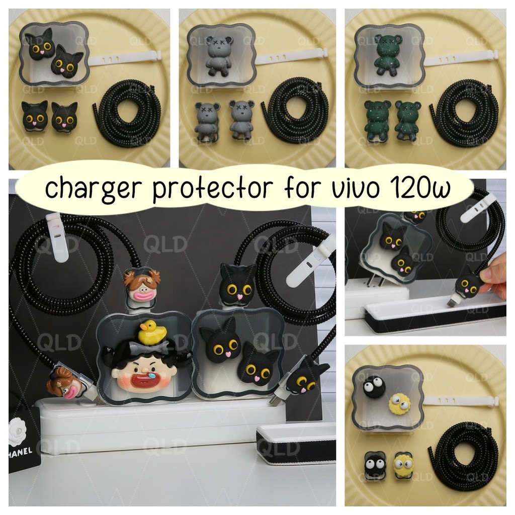 Vivo 120W Charger Protector กรณีคู่ Type C พอร์ต vivo Y35 Charger รุ่น V12060L0A0 สีดําสําหรับชาย An