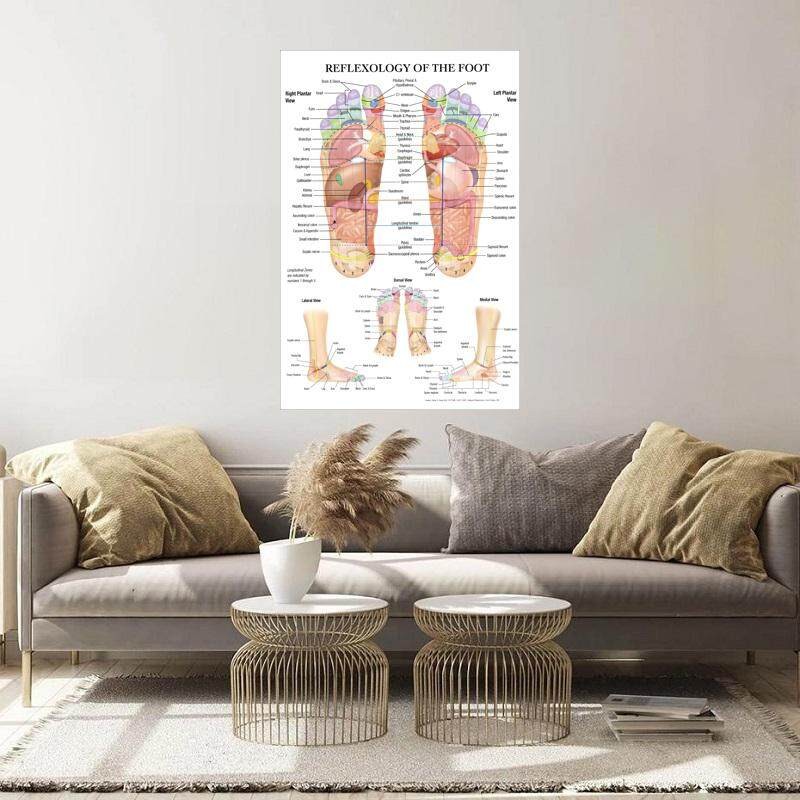 Reflexology OF THE FOOT ACUPUNCTURE POINT CHART ANATOMY Art Film Print Silk Poster Home Wall Decor
