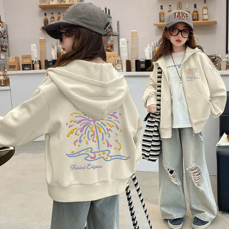 เสื้อแจ็คเก็ตมีฮู้ดสไตล์ตะวันตกสำหรับเด็กผู้หญิงฤดูใบไม้ร่วงและฤดูหนาวแบบใหม่เสื้อคาร์ดิแกนบุขนสำหรับเด็กเหมาะสำหรับเด็กผู้หญิงอายุ3-5-8-10-12-13ปี