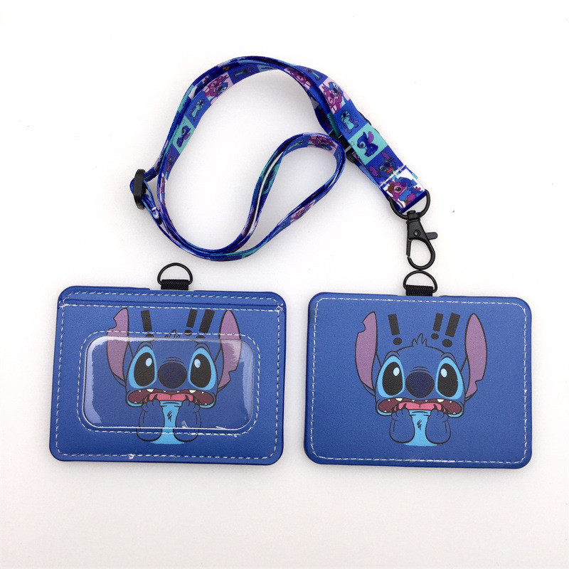 การ์ตูน Stitch Card Holder Lanyard พวงกุญแจ Subway Card Case สายคล้องคอ ID Credentials Holder Key Accessories for Girls Boys