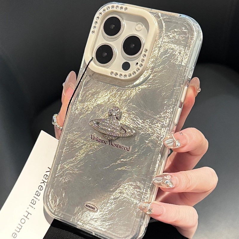 เงินหรูหราสามมิติ West Dowager เคสโทรศัพท์สําหรับ iPhone16 15 14 13 12 Pro Max กันกระแทกกล้องป้องกัน Anti-Drop Frosted Hard ฝาหลัง