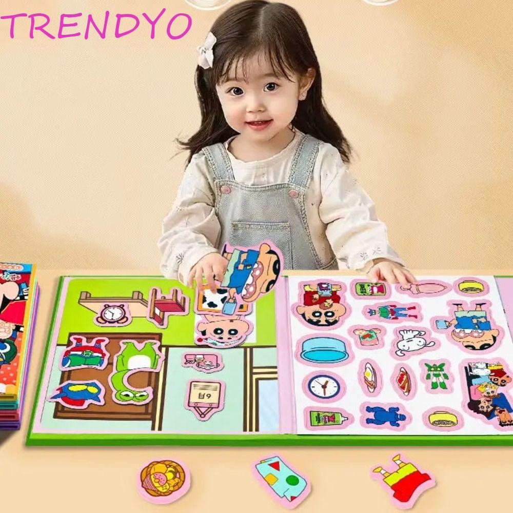 Trendyo หนังสือสติกเกอร์การ์ตูน, Crayon Shin Chan แม่เหล็กหนังสือที่เงียบสงบ, Kawaii Hand Ledger การ์ตูน 3D DIY เด็ก Busy Book ของเล่นของขวัญวันเกิด