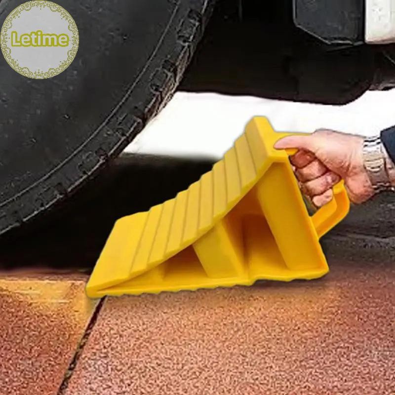 Letime แบบพกพาล้อ Chock พร้อมที่จับรถรถบรรทุกล้อยาง Chock หยุดบล็อก Anti-slip ฐานพลาสติกยางสนับสนุน Pad TH