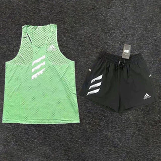 【Ready Stock】 Marathon Training Running Track and Field Workout Exercise Outfit Quick-Drying Breathable Three-Point Printing Fashion Men's Sports Vest 2-Piece Set tU4F 4Png