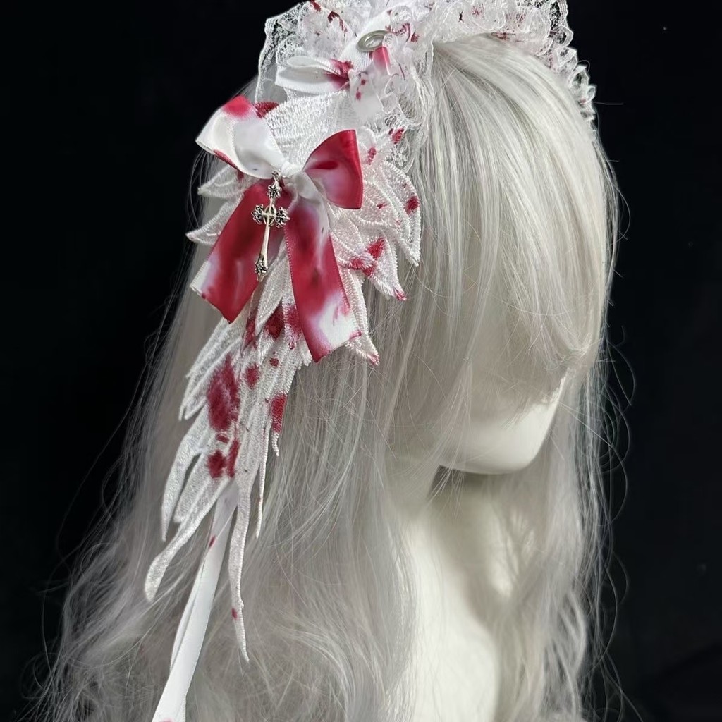 ญี่ปุ่น Handmade Lolita Wing แถบคาดศีรษะ Gothic Dark Angel อุปกรณ์เสริมผม Subculture ฮาโลวีน Photo Props Y2k