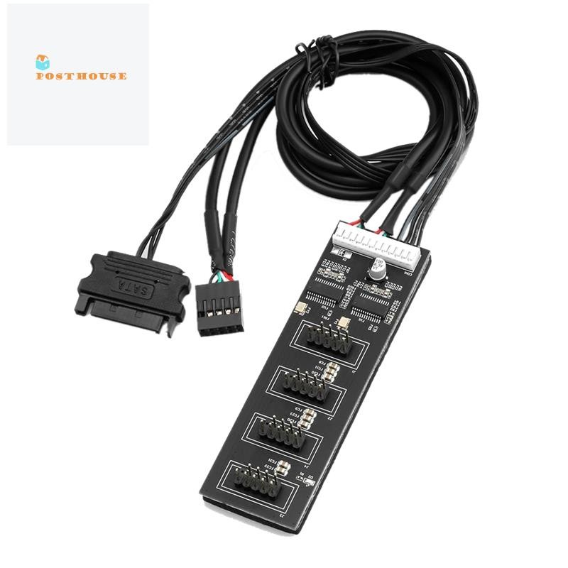 [posthouse]ตัวแยกหัว USB 9 พิน, ตัวแยกหัว USB 2.0 พร้อมสายไฟ SATA, ฮับ USB ภายในสําหรับ CPU/ไฟ RGB/เ