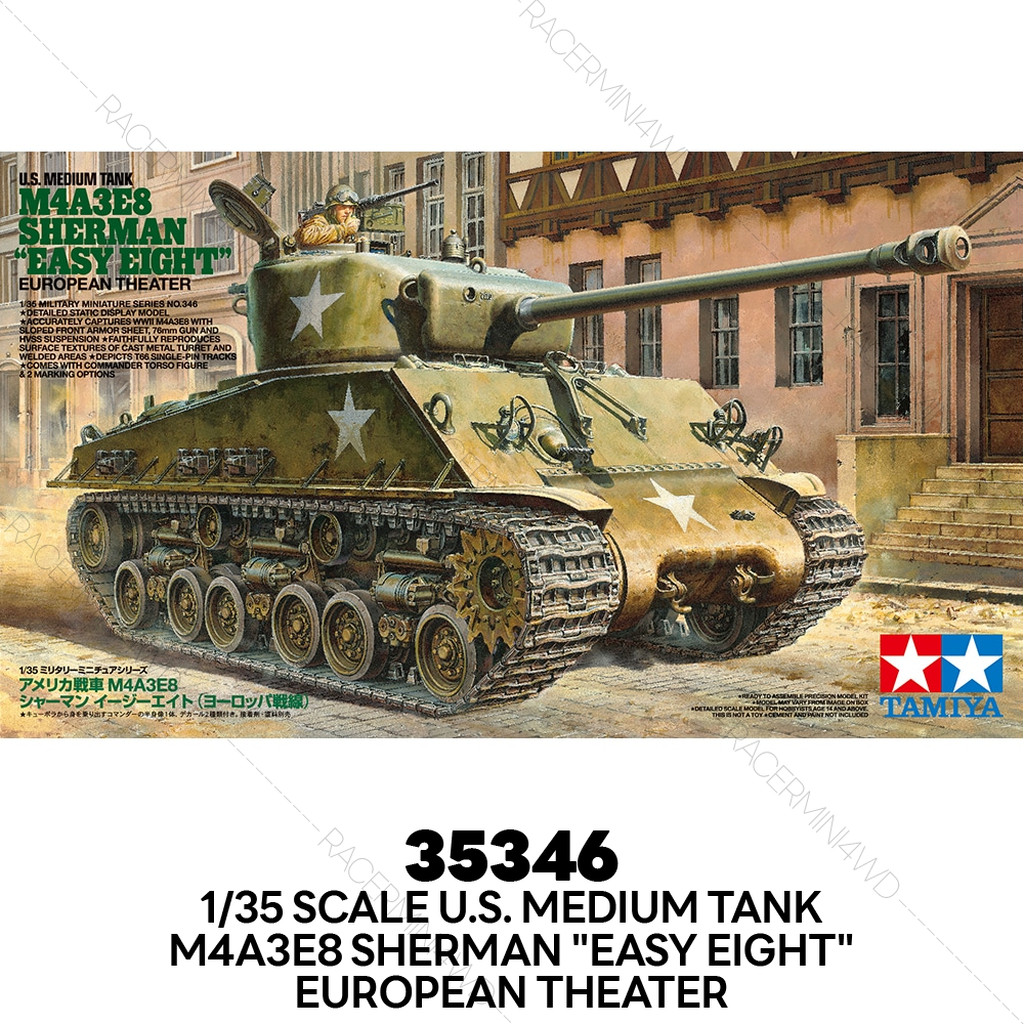 TAMIYA 1/35 Model Kit U.S. Medium Tank M4A3E8 Sherman "Easy Eight" European Theater 35346