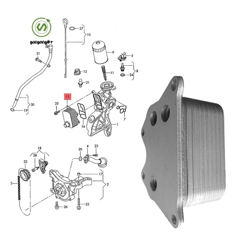 [gangong1kr] 06J117021D EA888 ที่นั่ง A4 A5 Q5 1.8 2.0 หม้อน้ําน้ํามันคูลเลอร์ 06J117021ม