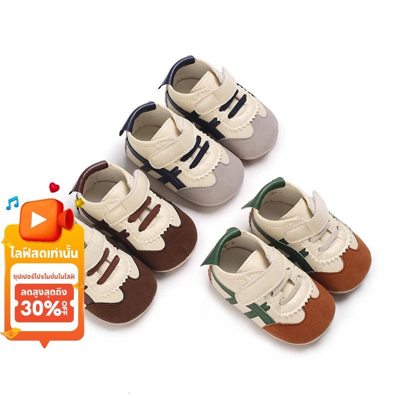 Baby First Walking Shoes - รองเท้าผ้าใบ Velcro พื้นนุ่มสําหรับ 0-12 เดือน - ลําลองฤดูใบไม้ผลิ/ฤดูใบไม้ร่วงกันลื่น