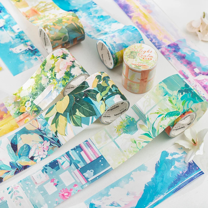 Journal GO 4.5x200 ซม. Healing ทิวทัศน์สติกเกอร์เทปความงามสมุดบันทึกภูมิทัศน์ Masking เทปเครื่องเขียน Scrapbooking การ์ด diy