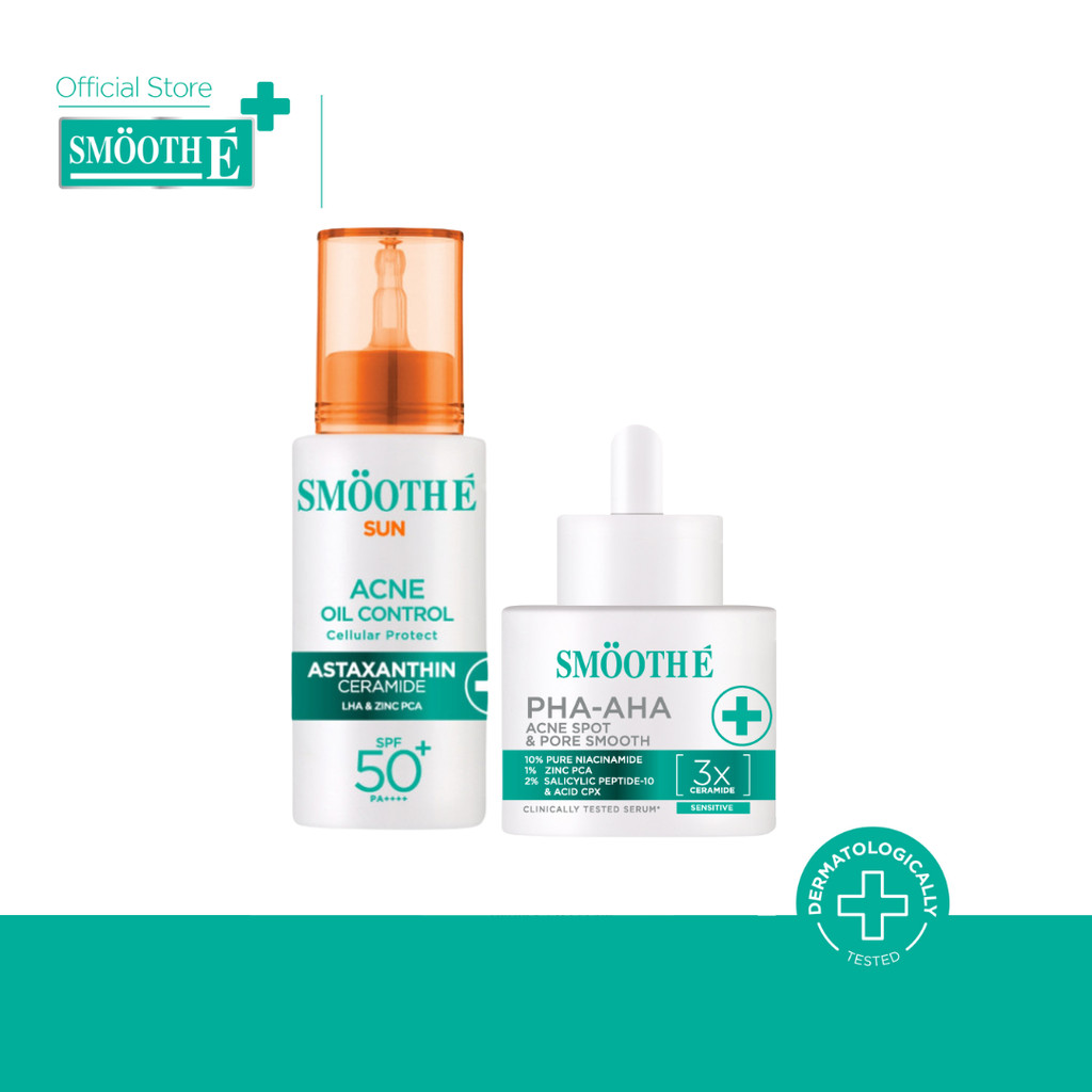 [ซื้อ 1 ฟรี 1] Smooth E Sun asta (Acne) 30 g. & Smooth E PHA-AHA Acne Spot and Pore 13 g.
