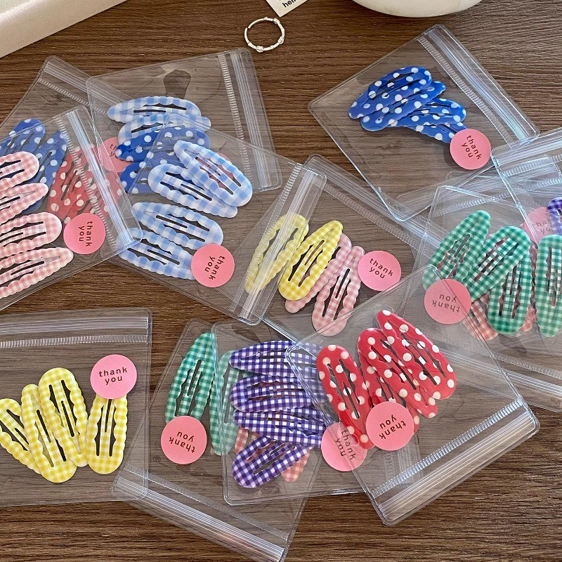 4 ชิ้น/ล็อต กิ๊บคลิปพิมพ์สีสันสดใส สำหรับผู้หญิง ทรงเรียบ สไตล์แฟชั่น