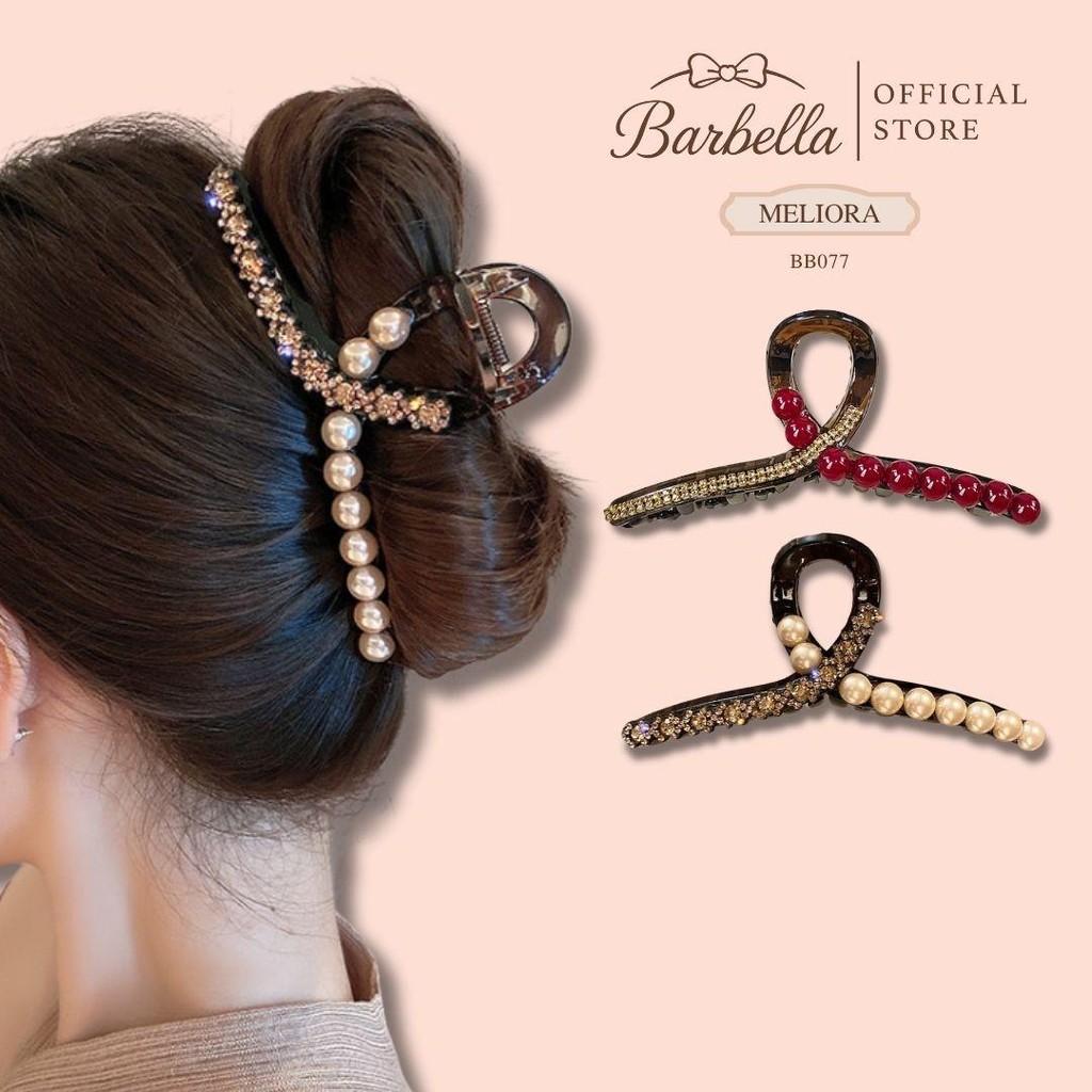 Barbella กิ๊บติดผมประดับมุกและคริสตัล สไตล์เกาหลี รุ่น Meliora (BB077)