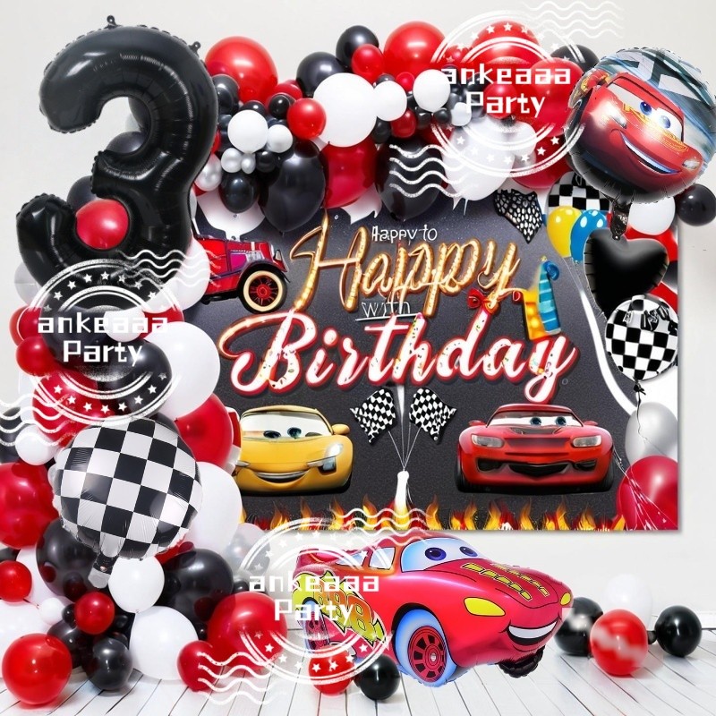 ชุดลูกโป่งวันเกิดธีม Disney Lightning McQueen เหมาะสําหรับอาบน้ําเด็กเด็ก