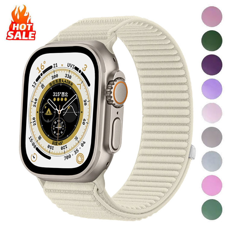 ไนลอนถักสายกีฬาสําหรับ Apple Watch Band 49 มม.สร้อยข้อมือ iWatch 38 มม.40 มม.10 9 8 7 6 5 4 SE Ultra 2 46 มม.45 มม.44 มม.41 มม.42 มม.