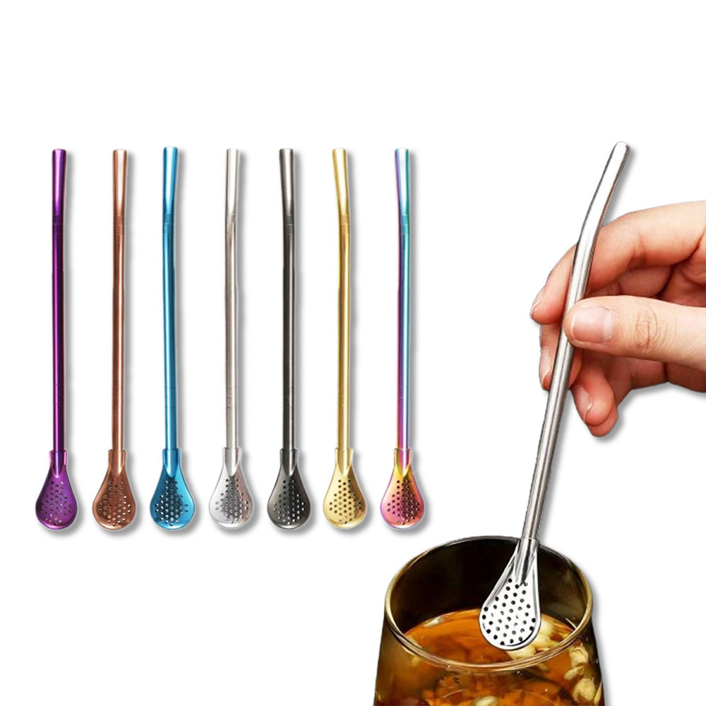 BS - UNIQUE H661 STAINLESS STEEL STRAW SPOON เกรดอาหารสแตนเลส