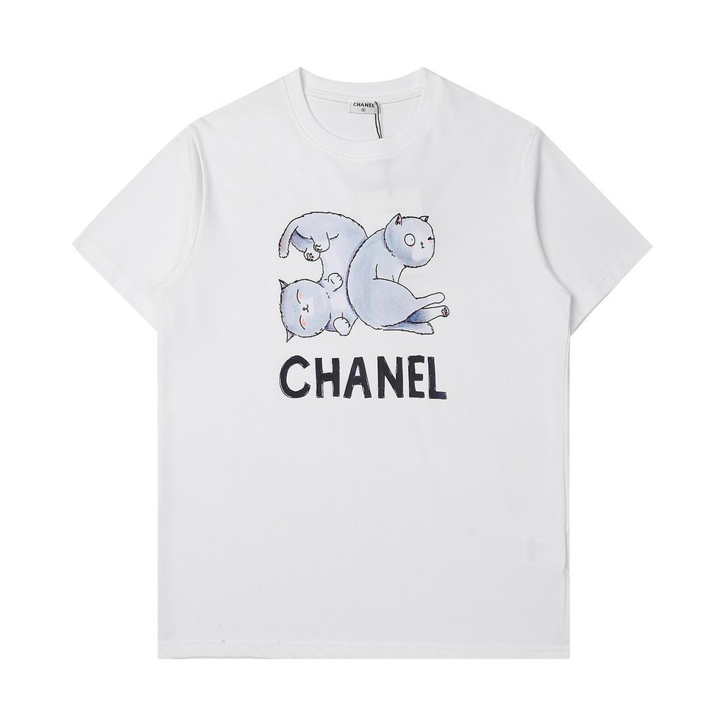 เสื้อผ้าฝ้ายแท้.CHANEL 1360 ดีไซน์ใหม่ แขนสั้น ทรงหลวมสำหรับผู้หญิง