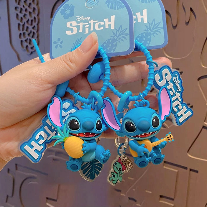 ของแท้ Star Treasure Stitch สับปะรดเพลงพวงกุญแจการ์ตูนอะนิเมะตุ๊กตากระเป๋านักเรียนจี้ของขวัญขนาดเล็ก