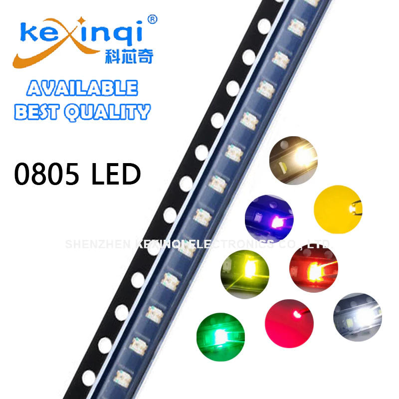 100 ชิ้น 0805 SMD LED Light Diode สีแดง/น้ําเงิน/เขียว/เหลือง-เขียว/ขาว/ส้ม/อุ่นขาว/ไอซ์บลู/ชมพู/ม่วง