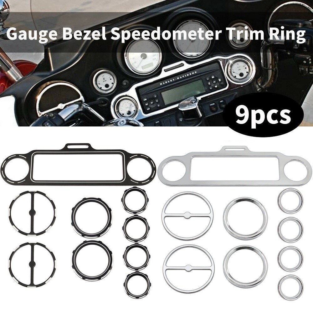 สําหรับ Harley Touring Road Electra Street Glide Ultra Classic 96-13 รถจักรยานยนต์ด้านหน้า Fairing Speedometer ลําโพงย่าง Trim แหวนสเตอริโอ Accent เครื่องมือบอร์ดวัด Bezel ฝาครอบ