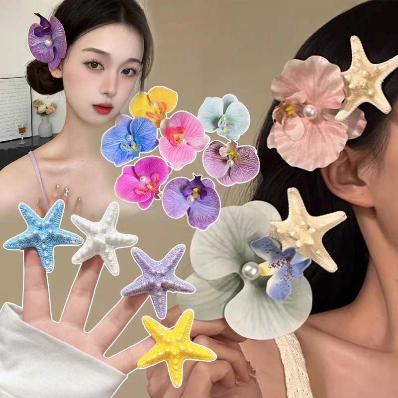 กิ๊บผมลายดอกไม้และปลามังกร สำหรับผู้หญิง สไตล์ทะเล สไตล์หรูหรา