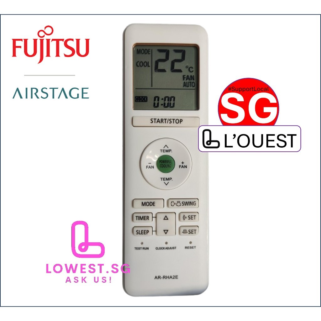รีโมทคอนโทรลทดแทนสําหรับ Fujitsu Airstage ARHD3E AR-RHA2E