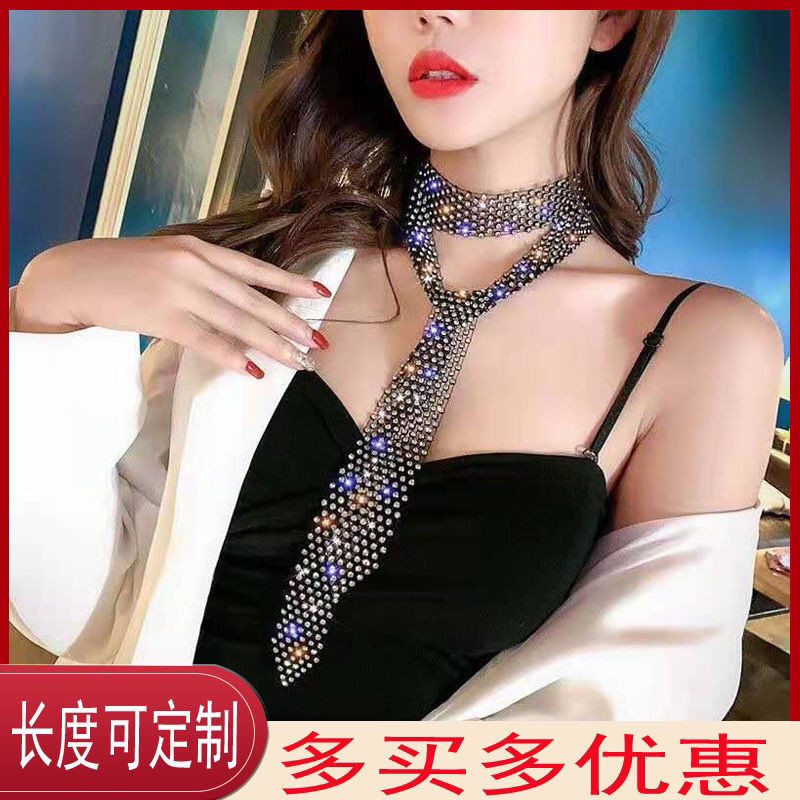 Nb nbn สีเพชรแฟชั่น Tie ผู้หญิง Rhinestone Tie ตกแต่งเอว All-Match Dance Performance Tie คออุปกรณ์เส