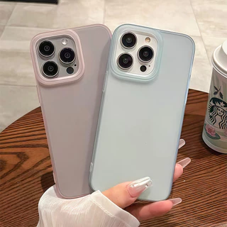 จัดส่งทันที เคสสำหรับไอโฟน15 เคสใสแบบด้านหลายสี For IPhone13 11 12 14 6/7/8PLUS 15 16ProMAX X XS XR XSMAX ป้องกันมือถือ