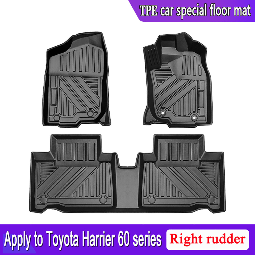 เหมาะสําหรับผลิตภัณฑ์อุปกรณ์ตกแต่งภายในอัตโนมัติ Toyota Harrier 60 TPE พรมปูพื้นรถยนต์หางเสือขวา