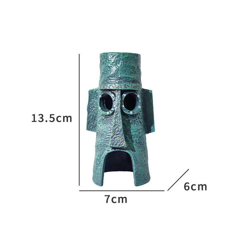 แต่งตู้ปลา อุปกรณ์ตกแต่งตู้ปลา ตุ๊กตาการ์ตูน บ้านสับปะรด ปะการังปลอม หลบถ้ำ เรือใบ ถ้ำไบโอนิค การออกแบบทางเข้าคู่ - รูปที่ 7