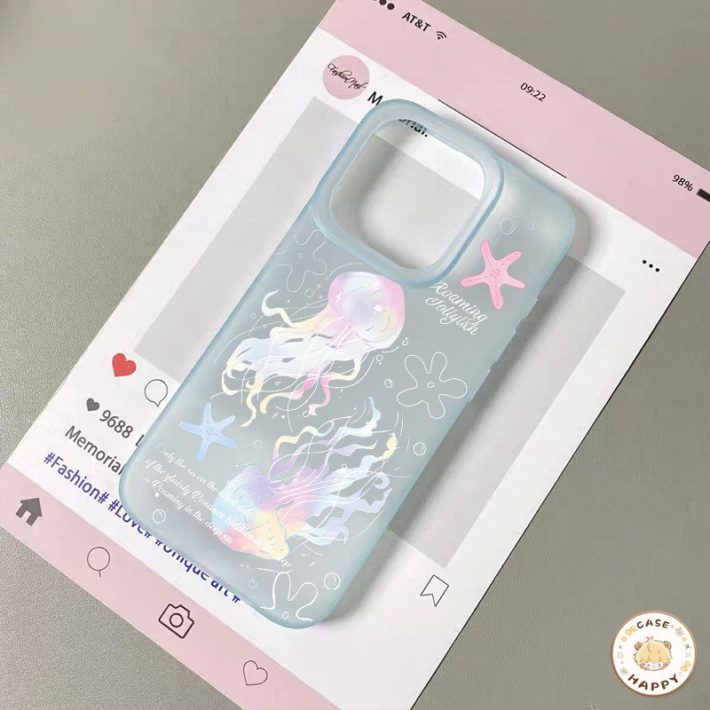 เคสไอโฟน 17 11 สำหรับ IPhone 15 7 8 16 Plus 13 15 16 Pro Max X XR XS Max SE 2020 ป้ายปกตัวอักษรแมงกะพรุนหลากสีสันน่ารัก - รูปที่ 4