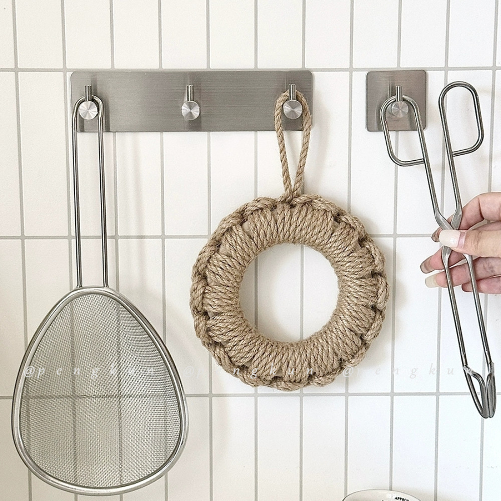 Simple 304 สแตนเลสเจาะฟรีตะขอหลังประตูห้องน้ํา Strong Sticky Hook ฮาร์ดแวร์โลหะ Coat Hook Coat Coat Hook
