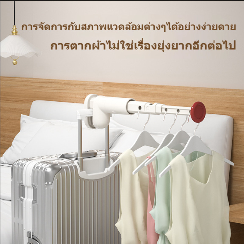 ราวตากผ้าแบบติดผนัง ราวตากผ้า ที่แขวนหมวก ตากผ้า อลูมิเนียม พับเก็บได้ 90°หมุนได้ ประหยัดพื้นที่ - รูปที่ 5