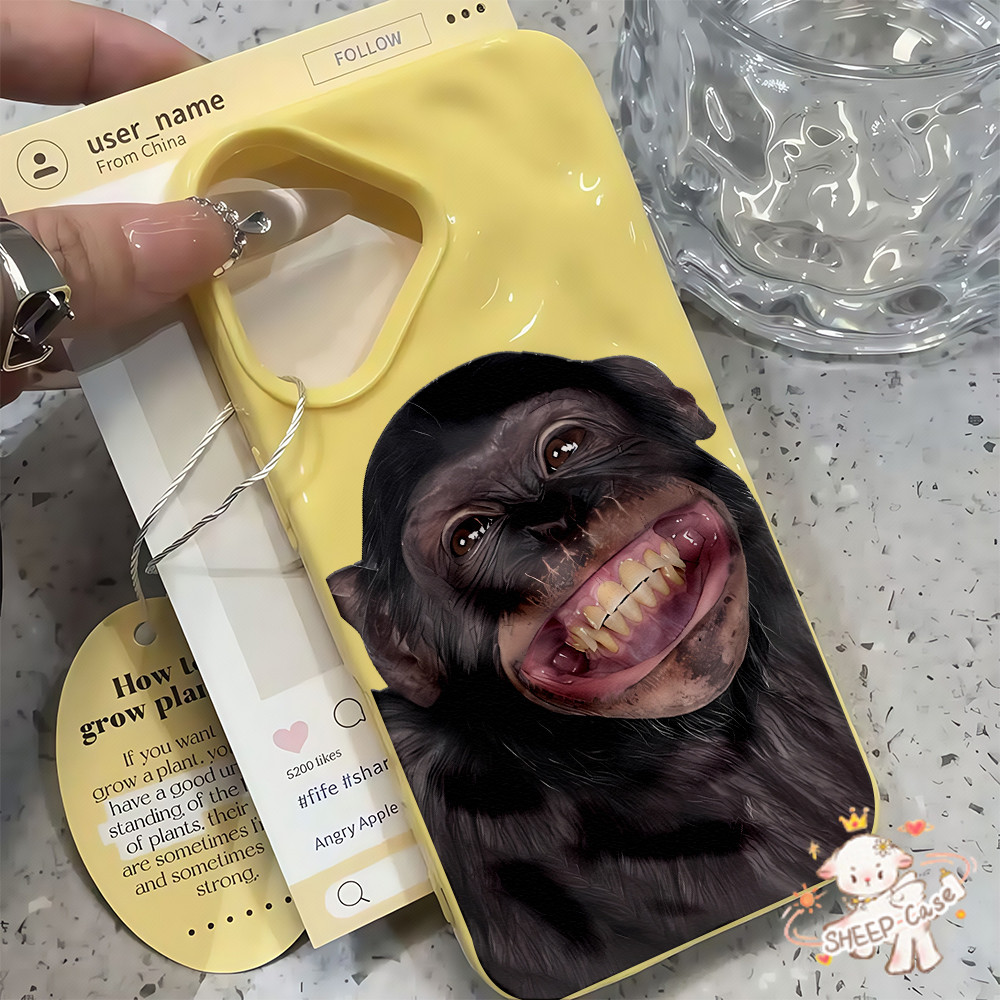 นี่ยม! เคสเหมือนอุกกาบาต แพ็คนิพจน์ กอริลลา ตลก หัวเราะ สําหรับIPhone16 15 14 13 12 11 7 8 plus Pro Promax X XR XS