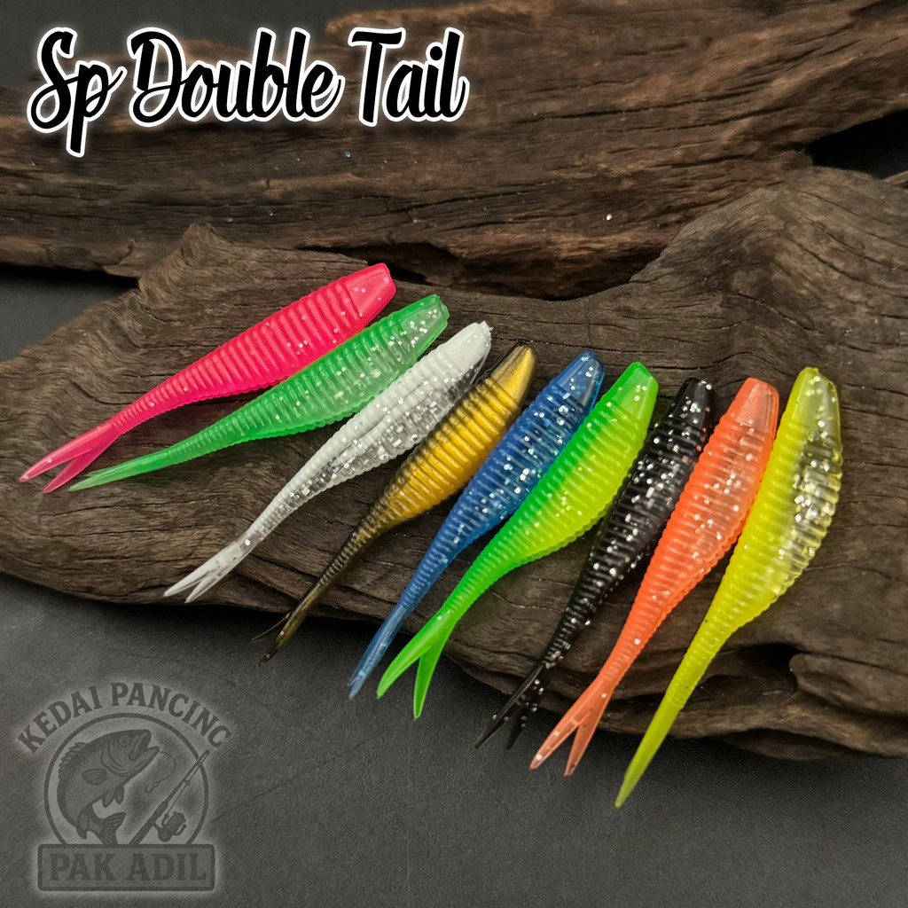 SP Double Tail 5.5 ซม./1.1g 5 ชิ้นเหยื่ออ่อนพลาสติก Twin Tail Double Lures ตกปลาเด็ก Umpan