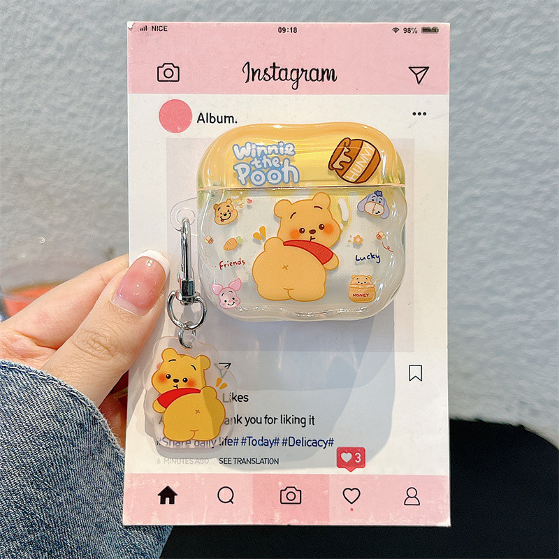 Winnie the Pooh สําหรับ Airpods 1/2 3 Pro Pro2 pro3 Airpods4 ชุดหูฟังไร้สายบลูทูธป้องกันกรณี AirPods Pro i3 i4 pro3 หูฟังป้องกันกรณี