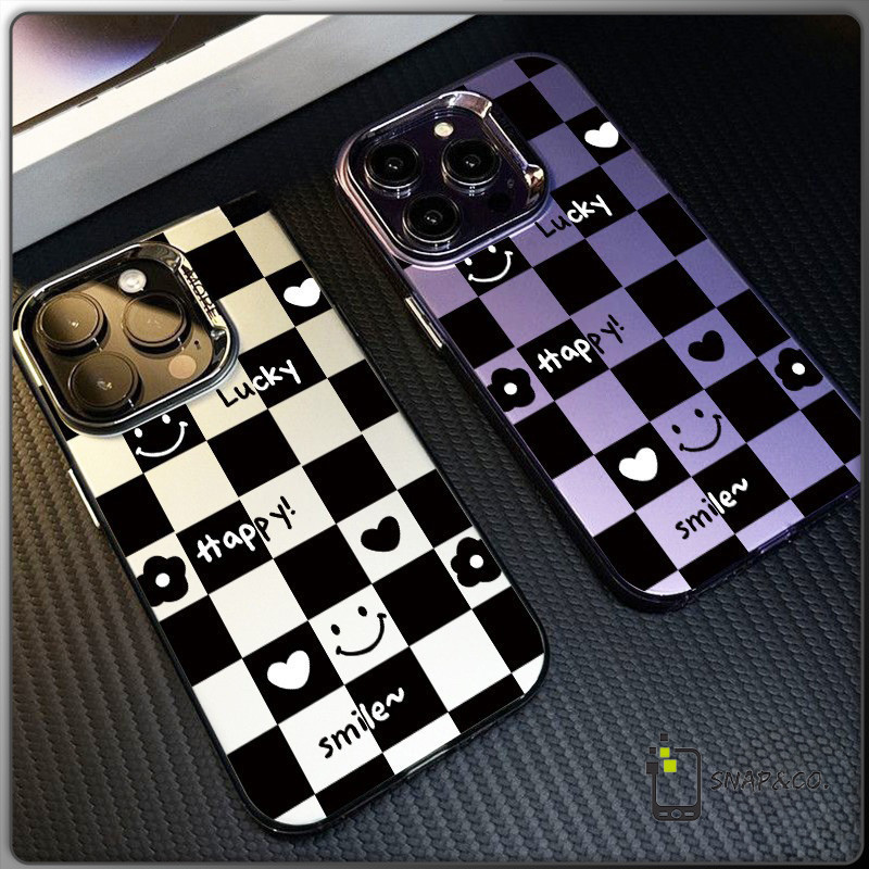 เคสไอโฟน16Promax สีดำและสีขาวหมีตาราง สําหรับ IPhone14 11 13 12pro7 8Plus X XR XS Max Luxury Caseสไตล์อินสตาแกรม