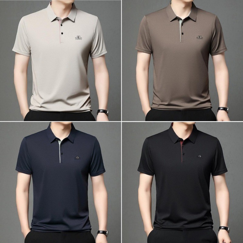 ธรรมดาเสื้อโปโลผู้ชาย โอ เวอร์ไซส์ โปโลเสื้อยืดผู้ชายปกเสื้อโปโลลําลองสําหรับ ผู้ชาย คลาสสิกเสื้อโปโลแขนสั้น6สี - รูปที่ 2