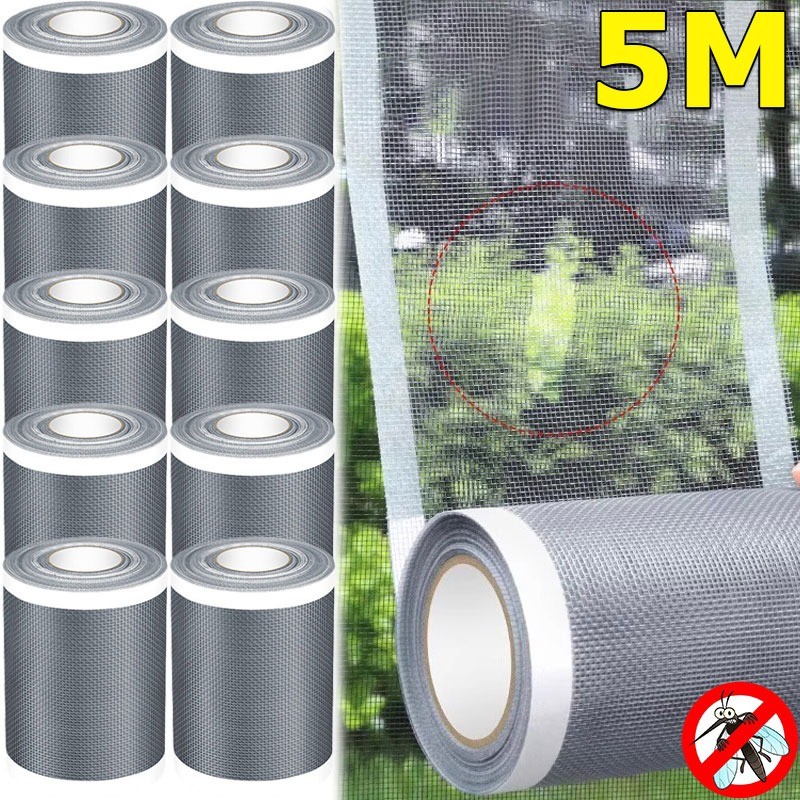 5M เทปซ่อมมุ้งลวดหน้าต่าง / แผ่นปิดประตูหน้าต่างแบบมีกาวติดแน่น / ตาข่ายกันแมลงสำหรับซ่อมแซมรูที่แตก