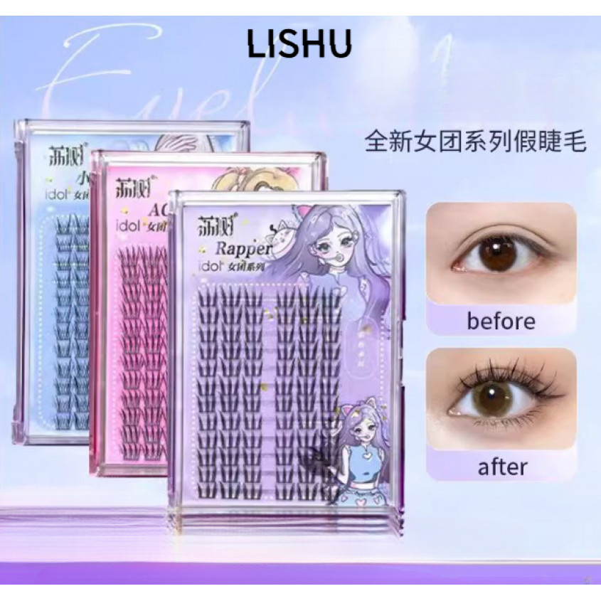 Lishu สไตล์เกาหลีขนตาสาว Group Idol Eyelashes 3 รูปแบบขนตาปลอมหนังสือธรรมชาติสมจริง Trilogy เดี่ยว Cluster Segmented