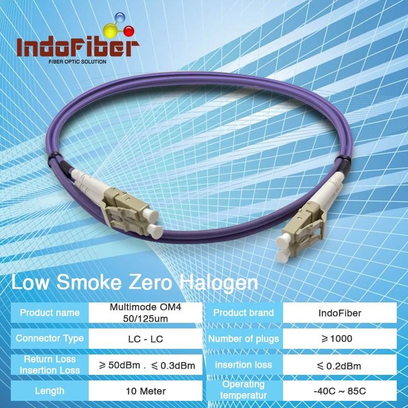 INDOFIBER Patchcord LC LC 18 เมตร Multimode OM4 ดูเพล็กซ์ 50/125um LSZH