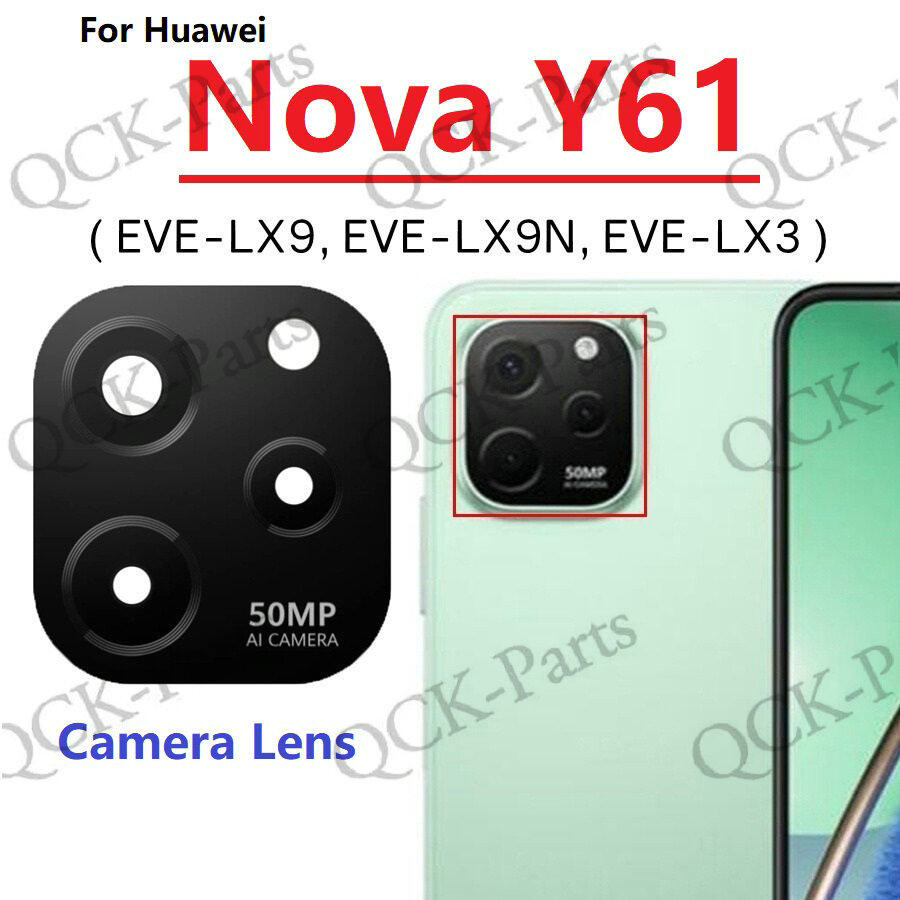 เลนส์กล้องด้านหลังสําหรับ Huawei Nova Y61 ฝาครอบเลนส์เปลี่ยนหลอดกาว EVE-LX9 EVE-LX9N EVE-LX3