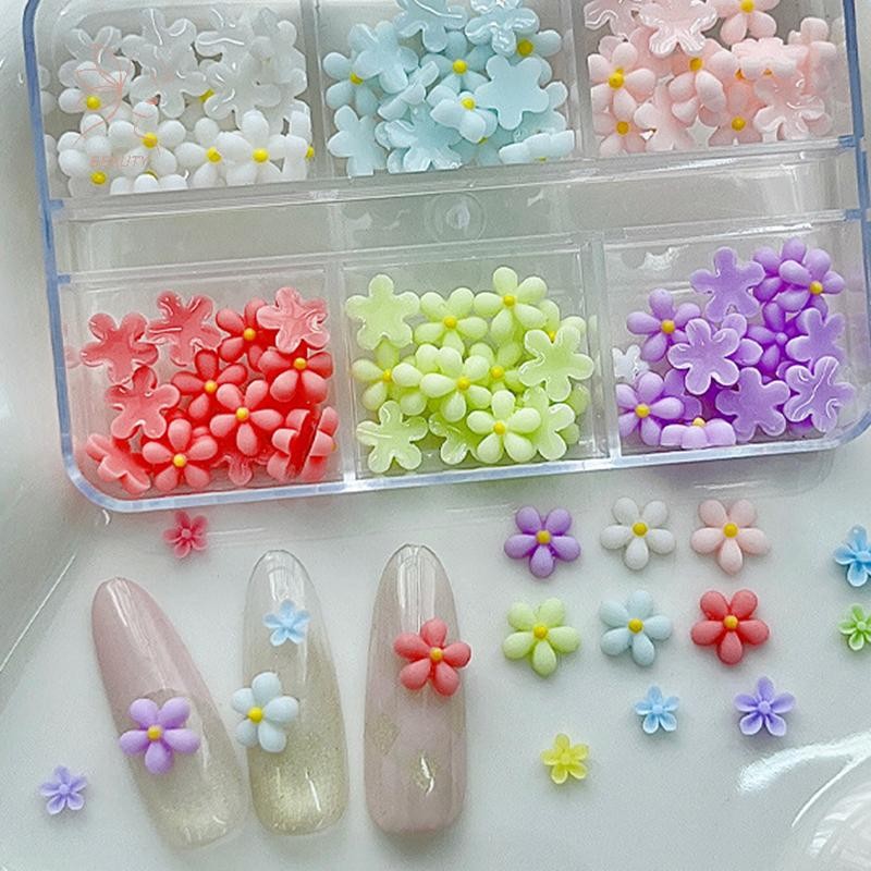 [maybeauty] 6 ตาราง/กล่อง 3D เรซิ่นสีกลีบตกแต่งเล็บดอกไม้น่ารักเล็บ Charms อุปกรณ์เสริมสําหรับเล็บ DIY {TH}