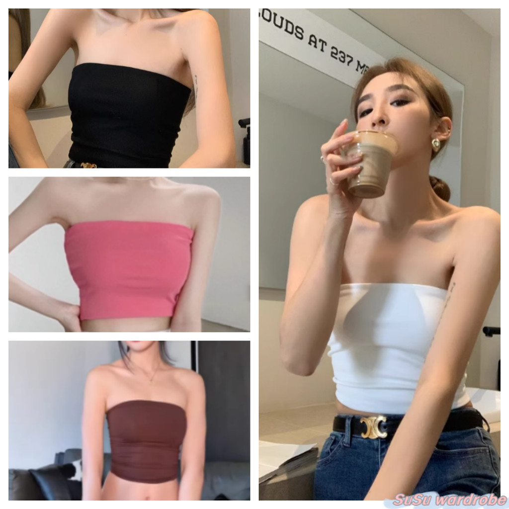 SuSu  พร้อมส่ง   เกาะอก เสื้อเส้นเดี่ยวเกาะอกเซ็กซี่สไตล์เกาหลี โทนเดียว เนื้อผ้านุ่ม 5สีเลือกได้ MX-5 – โปรปัง