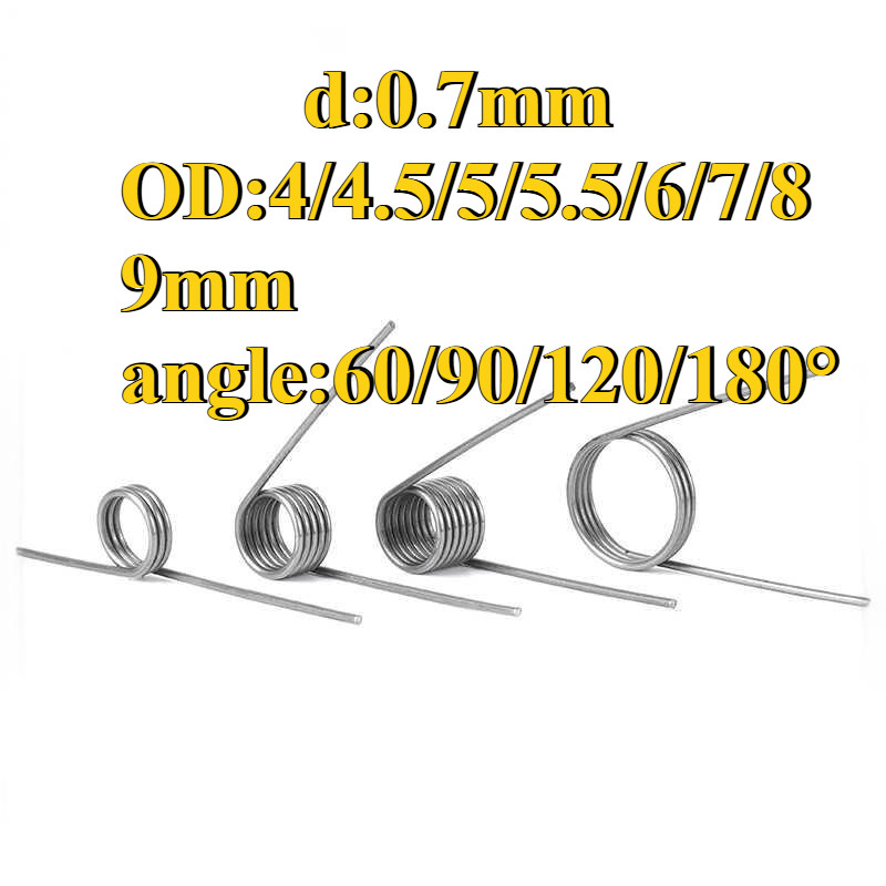 Sus304 d0.7mm OD4/4.5/5/5.5/6/7/8/9mm V-shaped spiral torsion spring angle 60/90/120/180 องศา(HJC-XD