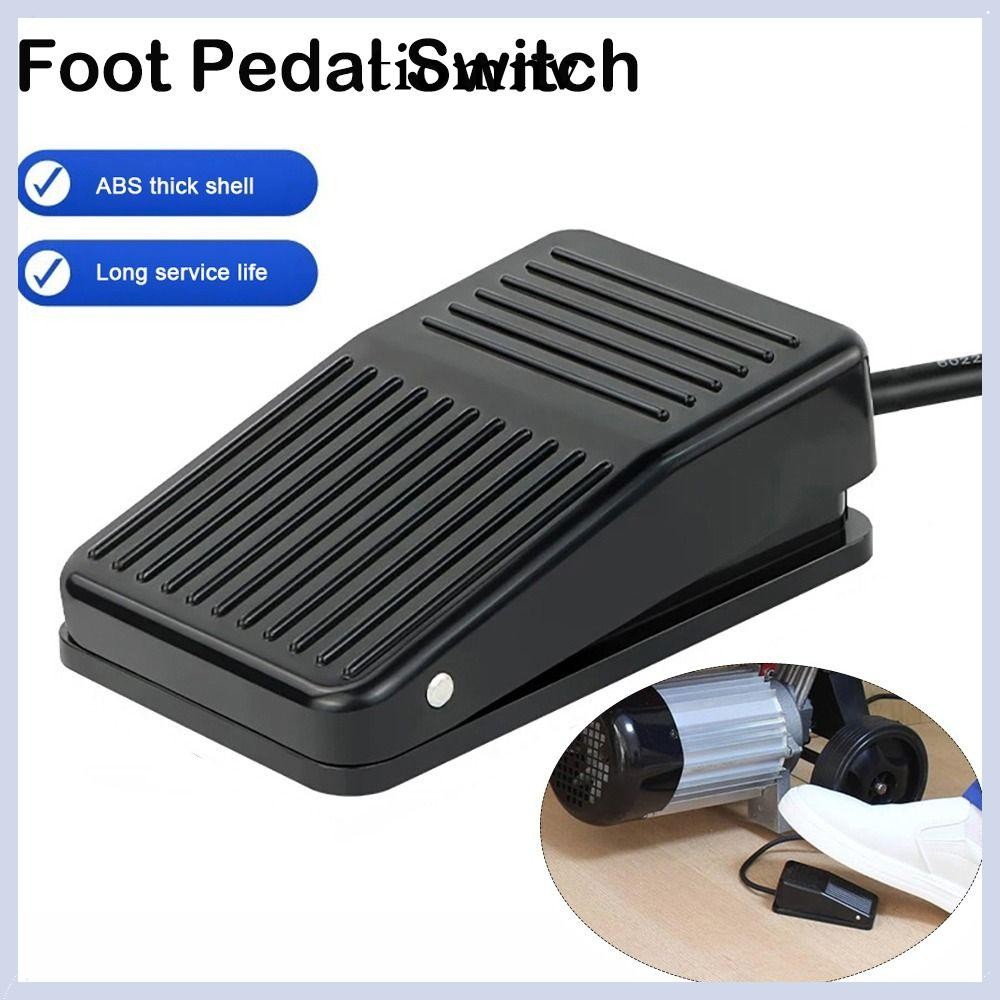 TIOMNVTH สวิตช์เท้า, สวิตช์เท้าเหยียบสีดํากันลื่น, พร้อมสายไฟพลาสติก Momentary Pedal เครื่องมือไฟฟ้า